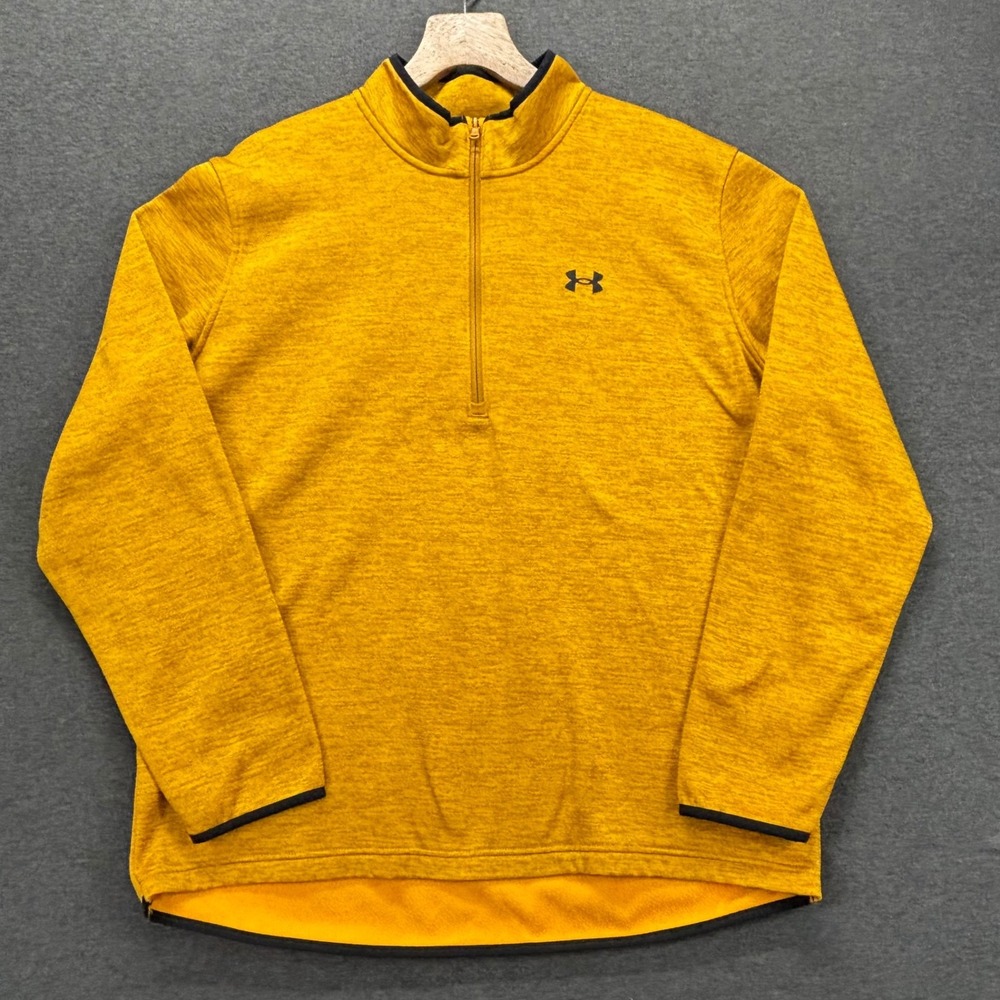 Under Armour Pullover Mens 2XL ColdGear 1/4 Zip Gold Heather Fleece Loose Fit